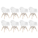 Kit 8 Cadeiras de jantar Charles Eames  Eiffel DAW em Polipropileno - Branco
