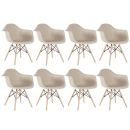 Kit 8 Cadeiras de jantar Charles Eames  Eiffel DAW em Polipropileno - Nude