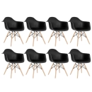 Kit 8 Cadeiras de jantar Charles Eames Eiffel DAW em Polipropileno - Preto
