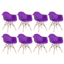 Kit 8 Cadeiras de jantar Charles Eames Eiffel DAW em Polipropileno - Roxo