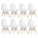 Kit 8 Cadeiras de jantar Charles Eames Eiffel DSW em Polipropileno - Branco