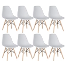 Kit 8 Cadeiras de jantar Charles Eames Eiffel DSW em Polipropileno - Cinza claro