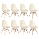 Kit 8 Cadeiras de jantar Charles Eames Eiffel DSW em Polipropileno - Creme