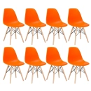 Kit 8 Cadeiras de jantar Charles Eames Eiffel DSW em Polipropileno - Laranja