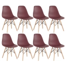 Kit 8 Cadeiras de jantar Charles Eames Eiffel DSW em Polipropileno - Marrom