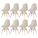 Kit 8 Cadeiras de jantar Charles Eames Eiffel DSW em Polipropileno - Nude