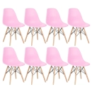 Kit 8 Cadeiras de jantar Charles Eames Eiffel DSW em Polipropileno - Rosa claro