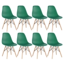 Kit 8 Cadeiras de jantar Charles Eames Eiffel DSW em Polipropileno - Verde escuro