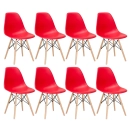 Kit 8 Cadeiras de jantar Charles Eames Eiffel DSW em Polipropileno - Vermelho