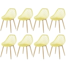 Kit 8 cadeiras de jantar Clarice Cloe com design contemporâneo – Amarelo
