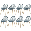 Kit 8 cadeiras de jantar Clarice Cloe com design contemporâneo – Azul petróleo