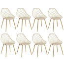 Kit 8 cadeiras de jantar Clarice Cloe com design contemporâneo – Nude