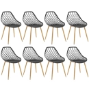 Kit 8 cadeiras de jantar Clarice Cloe com design contemporâneo – Preto