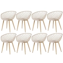 Kit 8 Cadeiras de jantar Clarice Nest com design moderno e anatômico - Nude