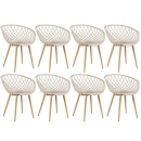 Kit 8 Cadeiras de jantar Clarice Nest com design moderno e anatômico - Nude