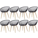 Kit 8 Cadeiras de jantar Clarice Nest com design moderno e anatômico - Preto