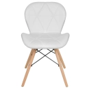 Kit 8 Cadeiras de jantar estofada Charles Eames Eiffel Slim Wood confort – Branco