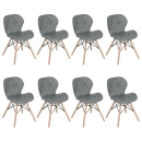 Kit 8 Cadeiras de jantar estofada Charles Eames Eiffel Slim Wood confort – Cinza