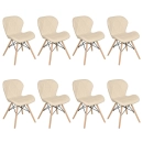 Kit 8 Cadeiras de jantar estofada Charles Eames Eiffel Slim Wood confort – Nude