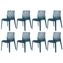 Kit 8 Cadeiras de jantar Gruvyer com design contemporâneo e anatômico - Azul petróleo
