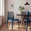 Kit 8 Cadeiras de jantar Gruvyer com design contemporâneo e anatômico - Azul petróleo