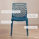 Kit 8 Cadeiras de jantar Gruvyer com design contemporâneo e anatômico - Azul petróleo