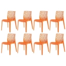 Kit 8 Cadeiras de jantar Gruvyer com design contemporâneo e anatômico - Laranja