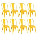 Kit 8 Cadeiras de jantar Iron Tolix com design industrial – Amarelo