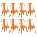 Kit 8 Cadeiras de jantar Iron Tolix com design industrial – Laranja