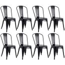 Kit 8 Cadeiras de jantar Iron Tolix com design industrial - Preto Semibrilho