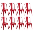 Kit 8 Cadeiras de jantar Iron Tolix com design industrial - Vermelho