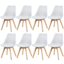kit 8 Cadeiras de jantar Leda com assento estofado e design moderno - Branco