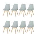 Kit 8 Cadeiras de jantar Leda com assento estofado e design moderno - Cinza claro