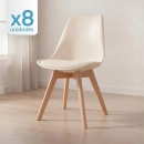Kit 8 Cadeiras de jantar Leda com assento estofado e design moderno - Creme