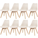 Kit 8 Cadeiras de jantar Leda com assento estofado e design moderno - Creme