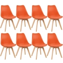 Kit 8 Cadeiras de jantar Leda com assento estofado e design moderno - Laranja