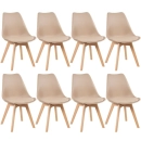 Kit 8 Cadeiras de jantar Leda com assento estofado e design moderno - Nude