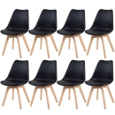 Kit 8 Cadeiras de jantar Leda com assento estofado e design moderno - Preto
