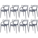 Kit 8 Cadeiras de jantar Master Allegra Design Moderno em Polipropileno - Cinza escuro