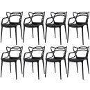 Kit 8 Cadeiras de jantar Master Allegra Design Moderno em Polipropileno - Preto