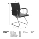 Kit 8 cadeiras escritório Esteirinha Home office fixa recepção - Preto