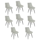 Kit 8 Cadeiras estofada Chicago com design industrial – Cinza Claro