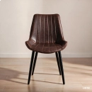Kit 8 Cadeiras estofada Chicago com design industrial - Marrom Vintage