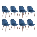 Kit 8 cadeiras estofada de jantar Maite Sedona em veludo – Azul