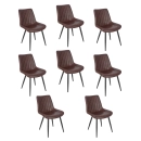 Kit 8 Cadeiras estofada Chicago com design industrial - Marrom Café