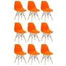 Kit 9 Cadeiras de jantar Charles Eames Eiffel DSW em Polipropileno - Laranja