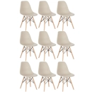 Kit 9 Cadeiras de jantar Charles Eames Eiffel DSW em Polipropileno - Nude