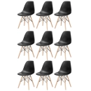 Kit 9 Cadeiras de jantar Charles Eames Eiffel DSW em Polipropileno - Preto