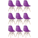 Kit 9 Cadeiras de jantar Charles Eames Eiffel DSW em Polipropileno - Roxo