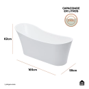 Kit Banheira de Imersão Acrílico 165 cm Azurita e Misturador de Piso Monocomando - Branco e Dourado Rose